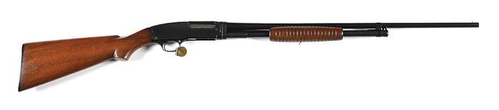 (C) WINCHESTER MODEL 42 SLIDE ACTION SHOTGUN.