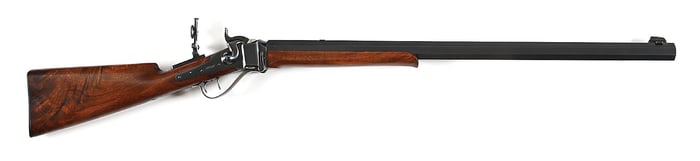 (A) RARE SHARPS MODEL 1874 EXTRA HEAVY BARREL BENCH RIFLE.