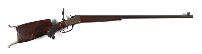 (A) DELUXE WINCHESTER MODEL 1885 LOW WALL SCHUETZEN RIFLE IN .22 SHORT.