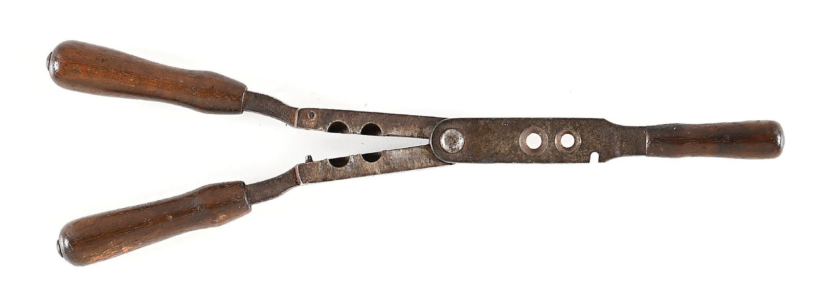 ANTIQUE COLT PATERSON BULLET MOLD.: Very hard to find original two cavity bullet mold made for the Colt Paterson revolvers. Iron and wood. Unfortunately, the cavities were opened up to a larger size but it was done back during the perio