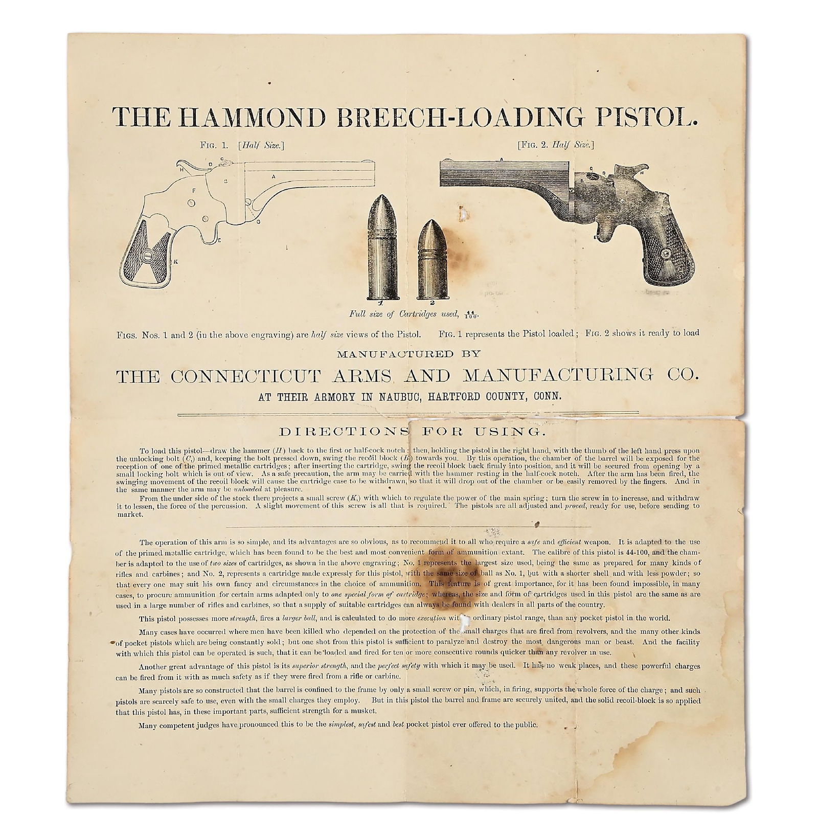 THE HAMOND BREECH-LOADING PISTOL BROADSIDE. (1 of 2)