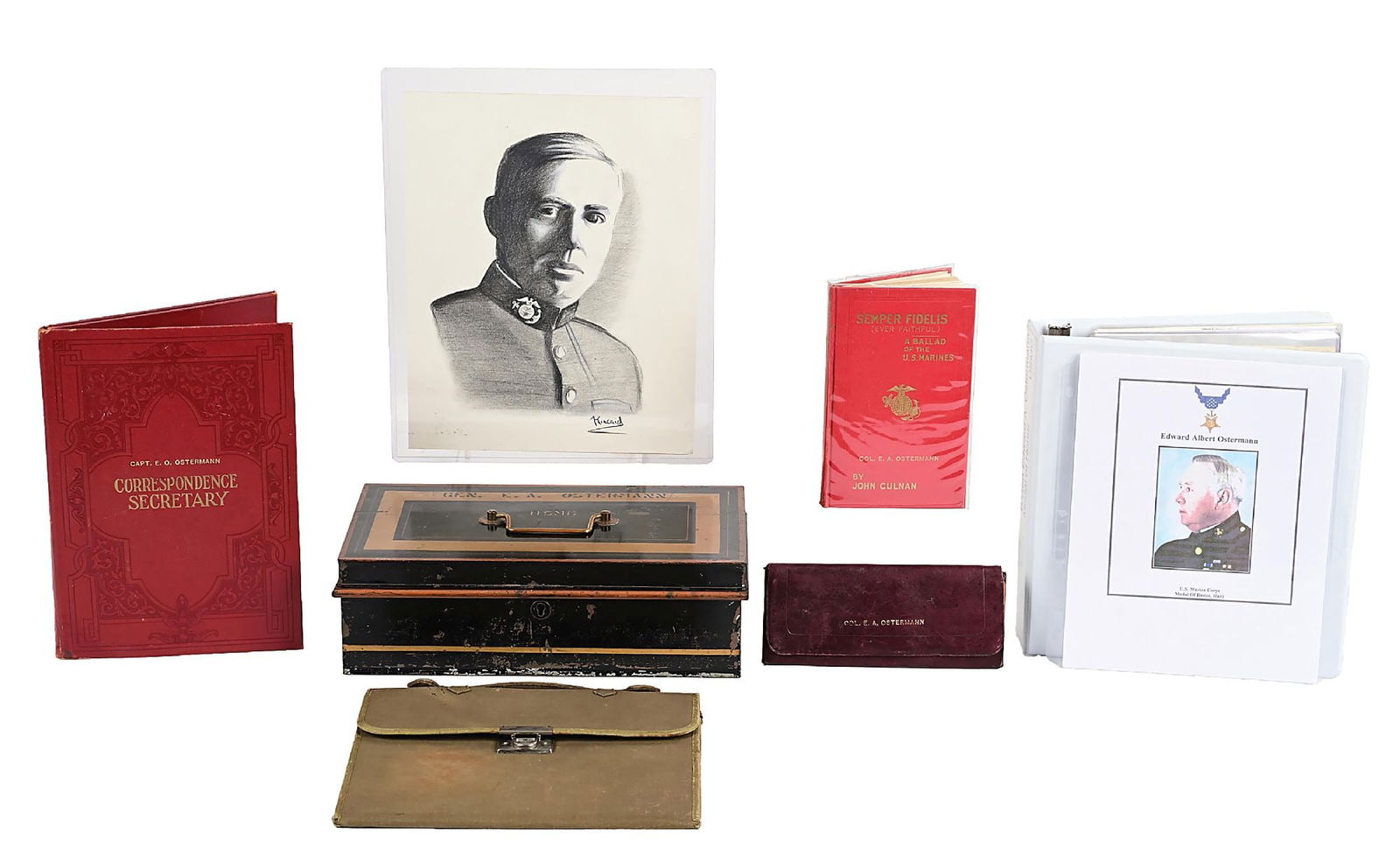 USMC MAJOR GENERAL EDWARD ALBERT OSTERMANN EPHEMERA GROUPING.: Edward Albert Ostermann was a Marine Corps major general who received the Medal of Honor for his actions during the U.S. occupation of Haiti. Ostermann first enlisted in the United States Army in 1899