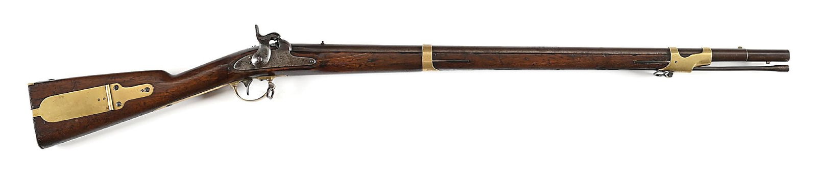 (A) RARE N.J. MILITIA ALTERED REMINGTON MODEL 1841 PERCUSSION MISSISSIPPI RIFLE.: Between 1846 through 1854, Remington produced approximately 10,000 US Contract Model 1841 rifles. This example is dated 1849 on the lock with the Remington Herkimer, NY address. This example displays