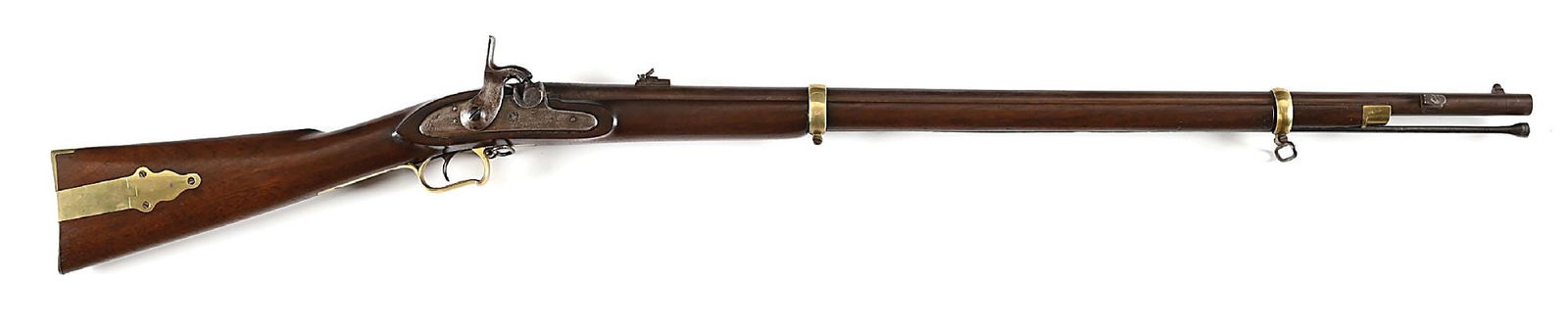 (A) BRASS MOUNTED US CONTRACT P.S. JUSTICE PERCUSSION RIFLE. (1 of 10)