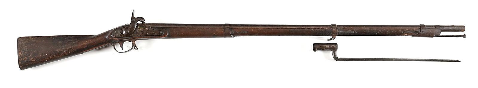 (A) SPRINGFIELD US MODEL 1816 PERCUSSION CONVERSION MUSKET WITH BAYONET. (1 of 10)