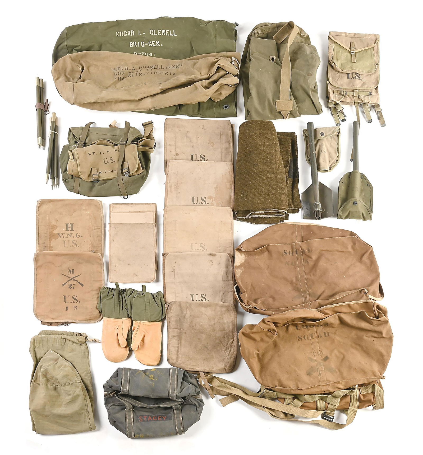 LARGE LOT OF MILITARY FIELD GEAR FROM SPANISH AMERICAN WAR THROUGH WWII. (1 of 9)