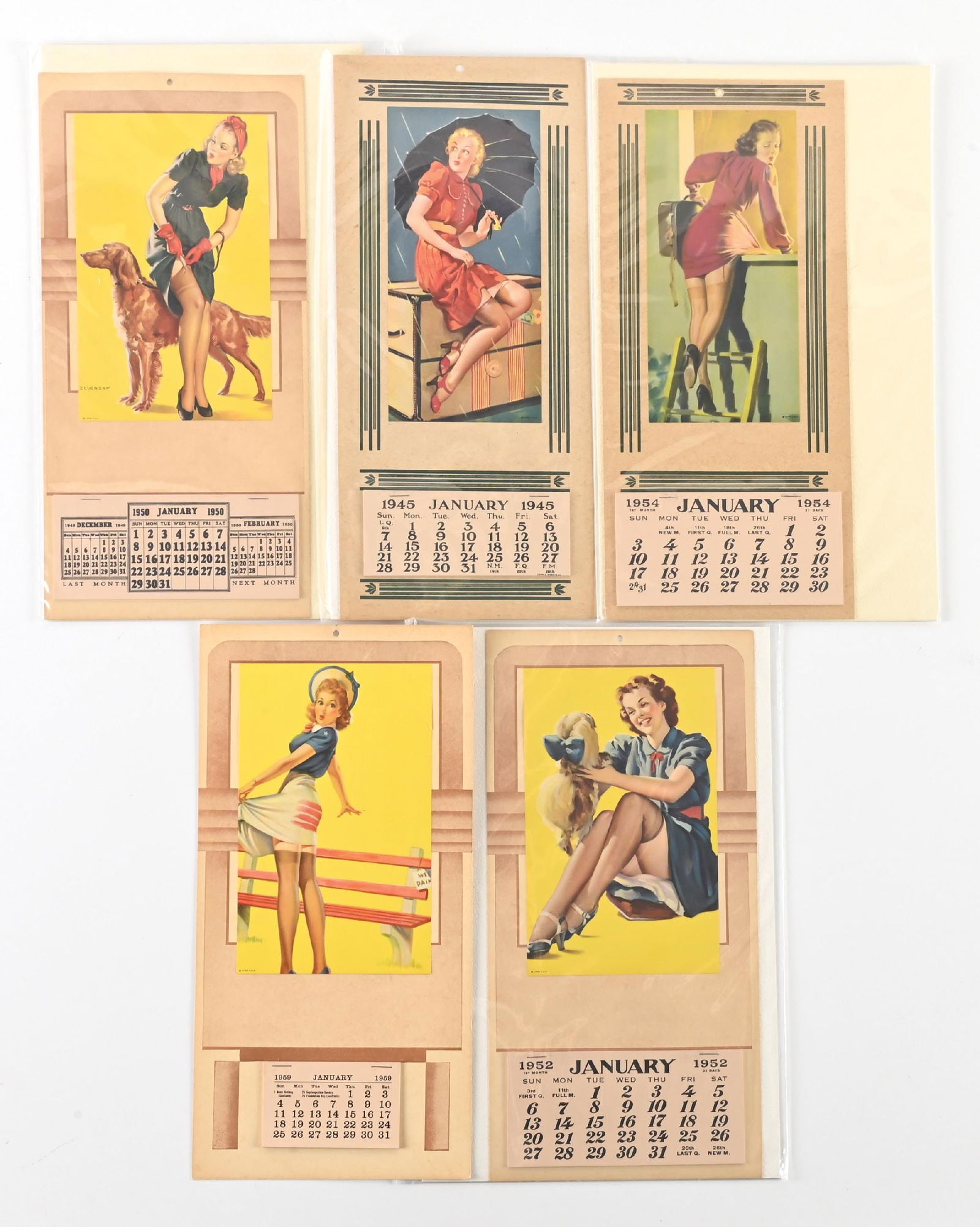 LOT OF 5: VARIOUS VINTAGE ADVERTISING CALENDARS (1 of 1)