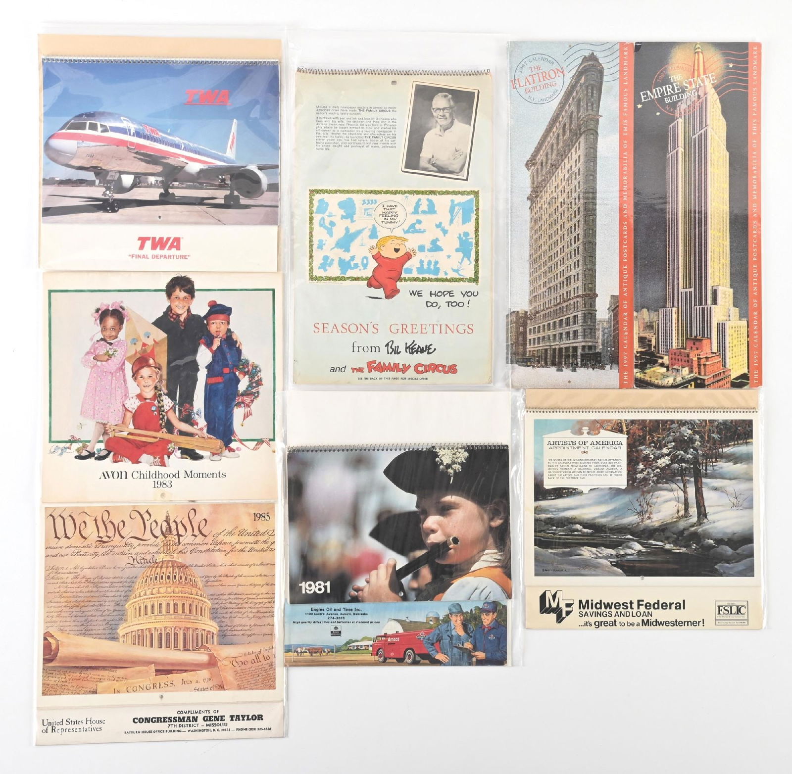 LOT OF 8: VARIOUS VINTAGE ADVERTISING CALENDARS (1 of 1)
