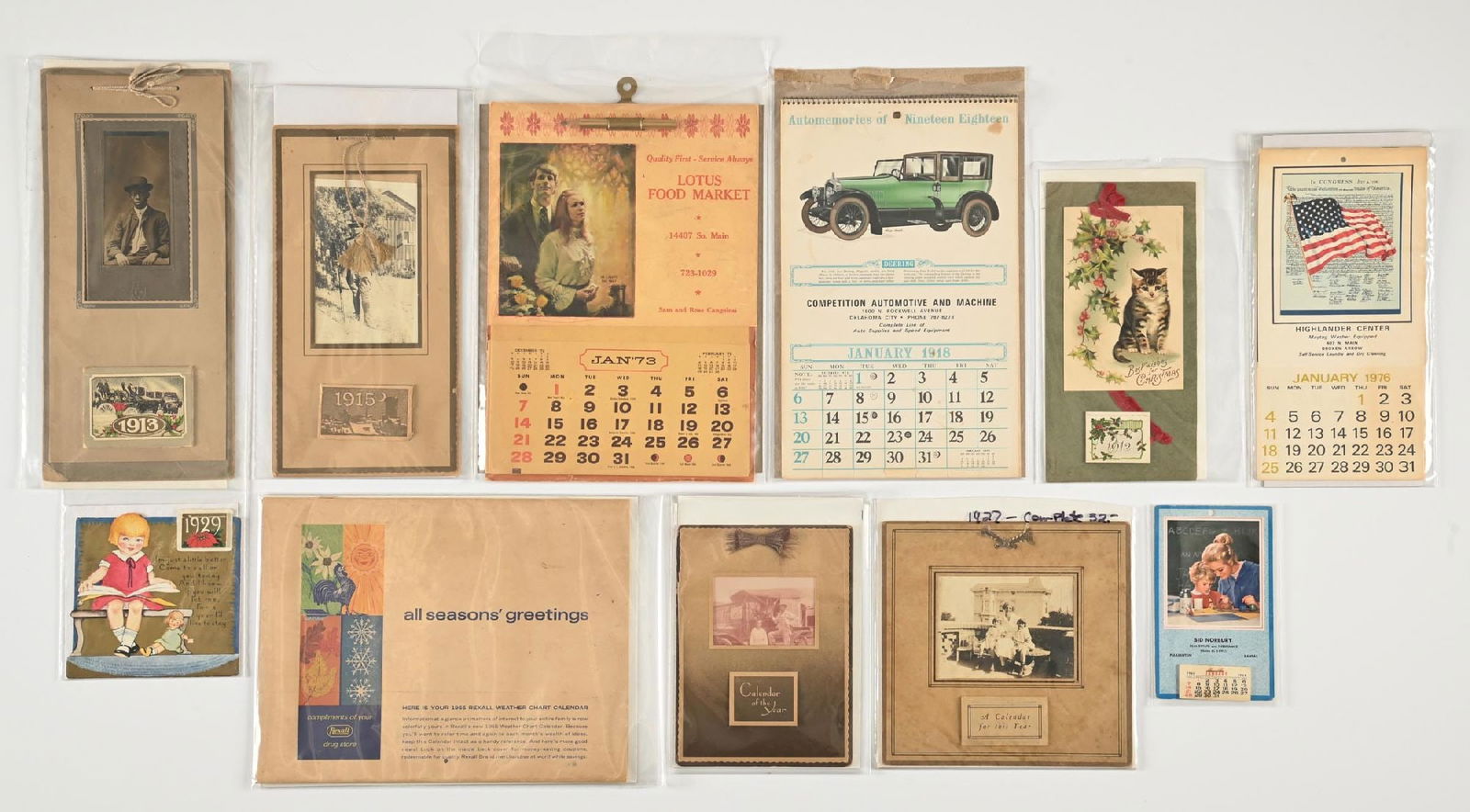 LOT OF 11: VINTAGE ADVERTISING CALENDARS (1 of 2)