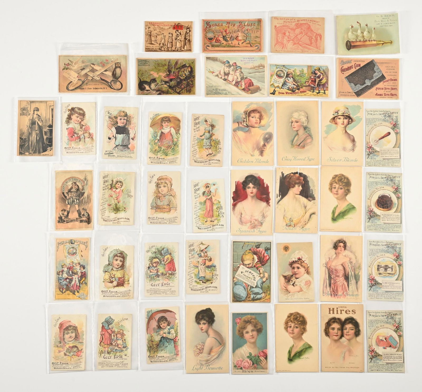 LOT OF: VARIOUS VINTAGE COUNTRY STORE ADVERTISING TRADE CARDS (1 of 2)