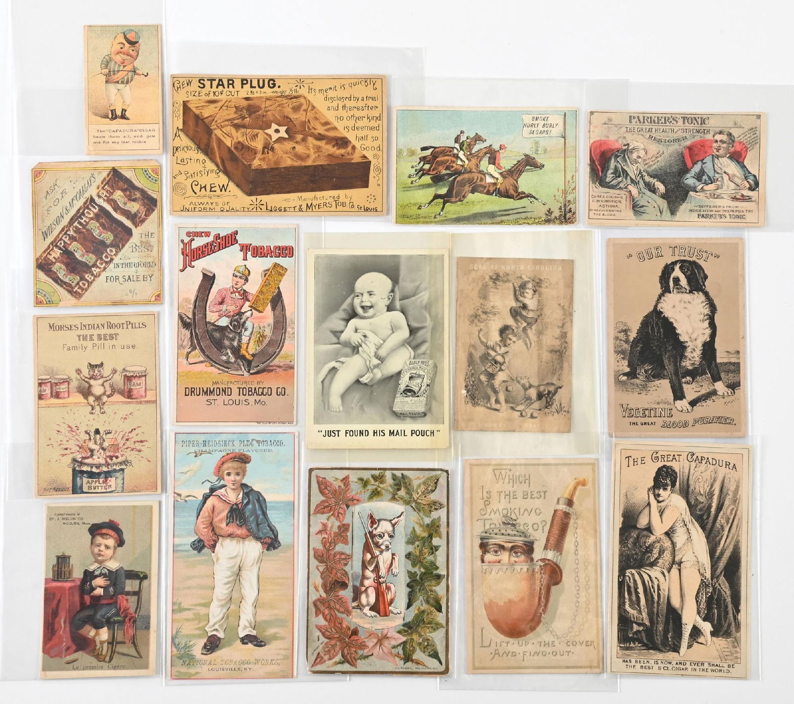 LOT OF: VINTAGE TOBACCO ADVERTISING TRADE CARDS (1 of 2)