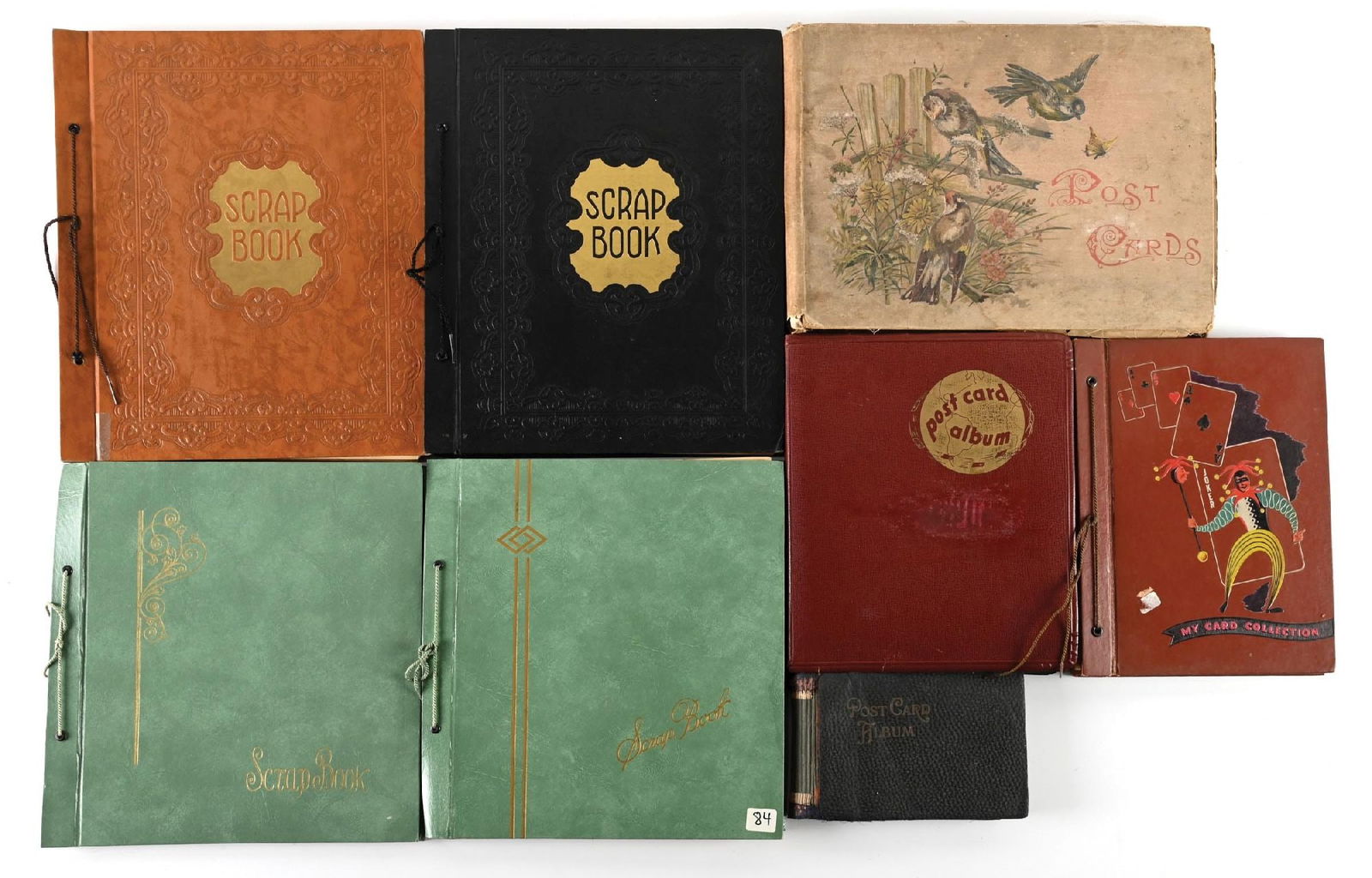 COLLECTION OF 8: SCRAP BOOKS WITH VARIOUS VINTAGE POST AND TRADE CARDS (1 of 2)