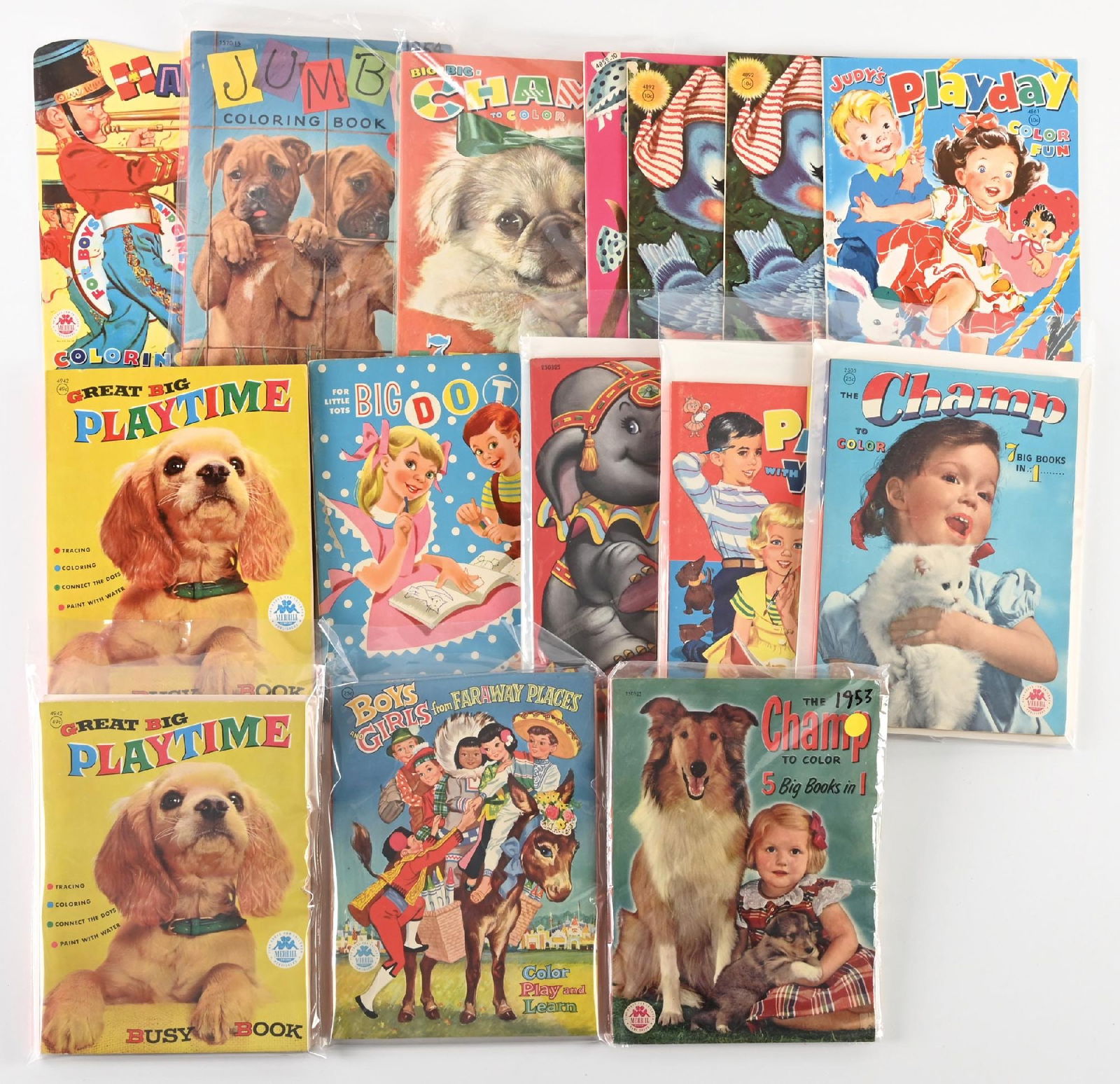 LARGE LOT OF 14: VINTAGE CHILDREN COLORING BOOKS (1 of 1)