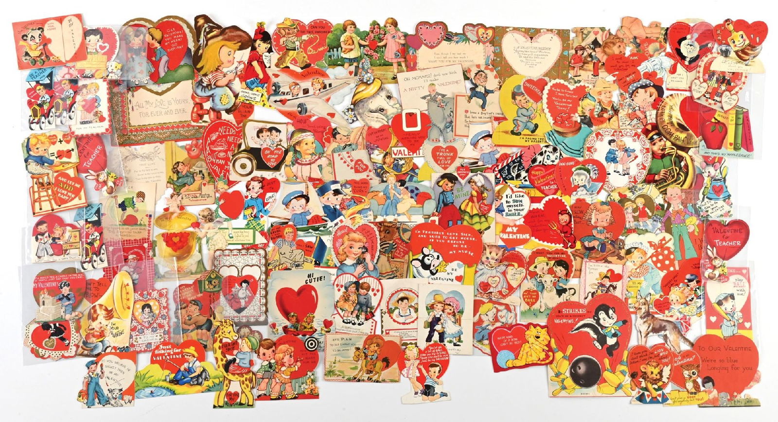 LARGE LOT OF: VARIOUS VINTAGE DIE CUT VALENTINE CARDS (1 of 1)