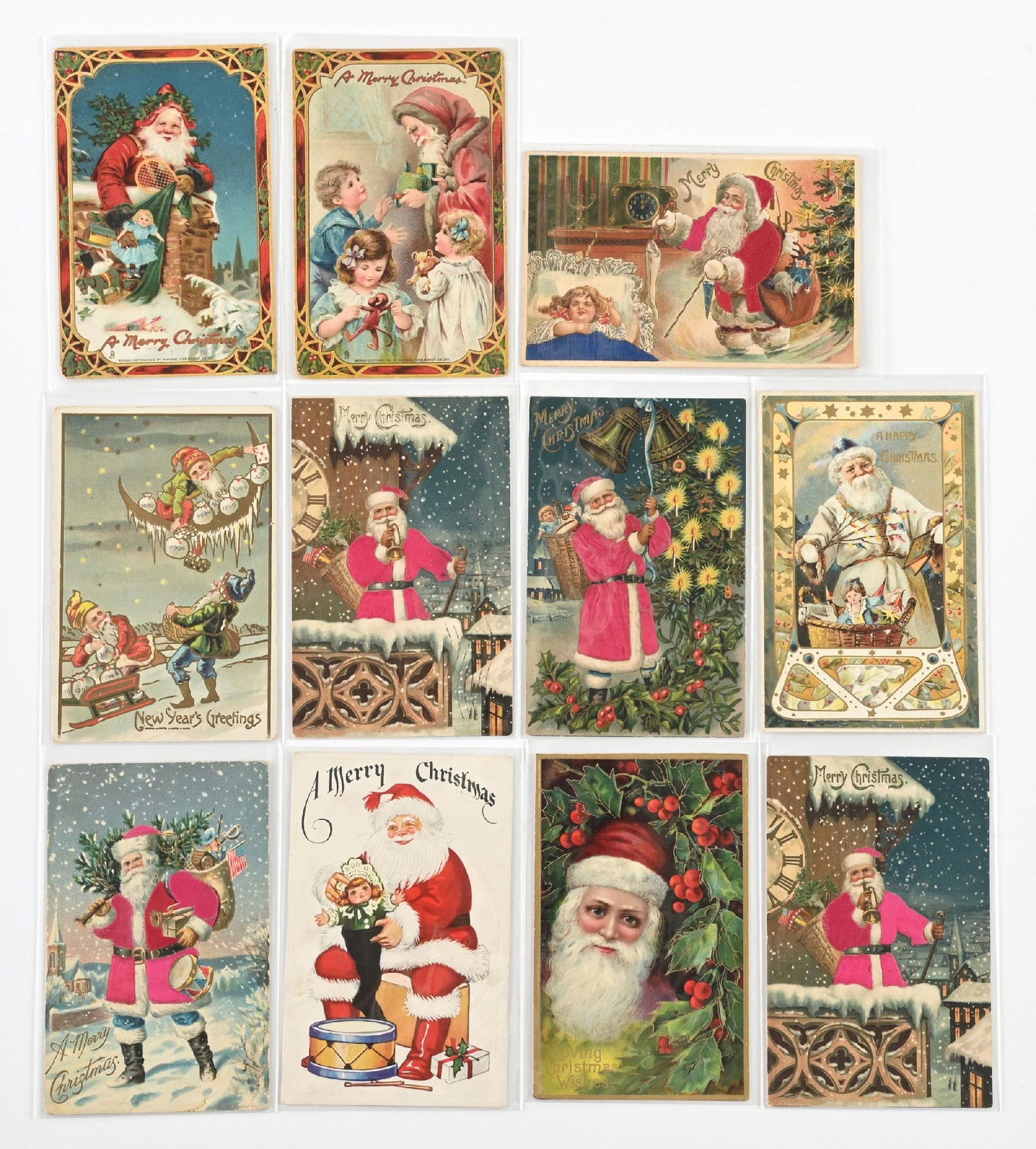 LOT OF 11: VINTAGE SANTA CLAUS POSTCARDS (1 of 2)