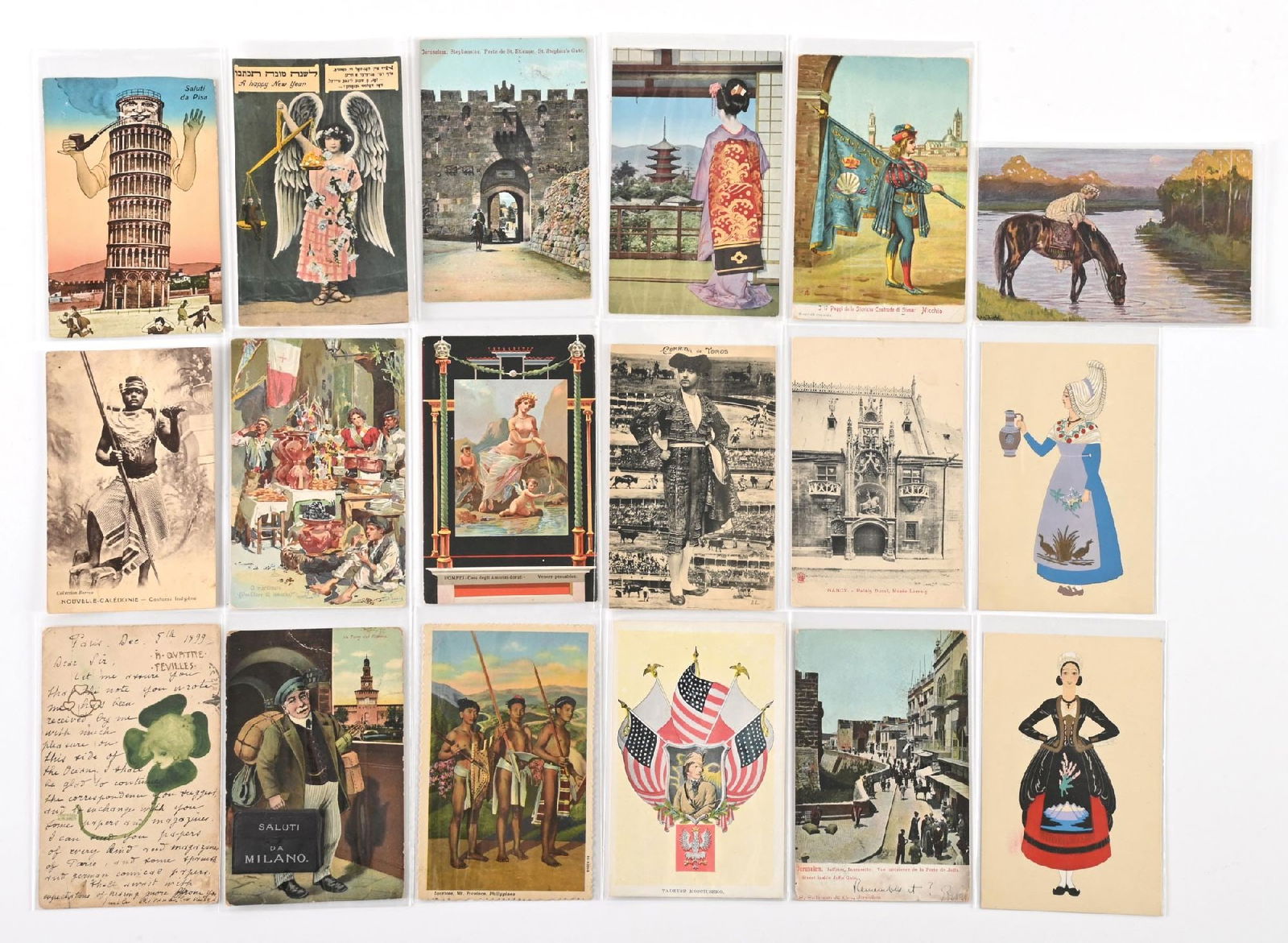 LOT OF 18: VARIOUS VINTAGE FOREIGN POSTCARDS (1 of 2)