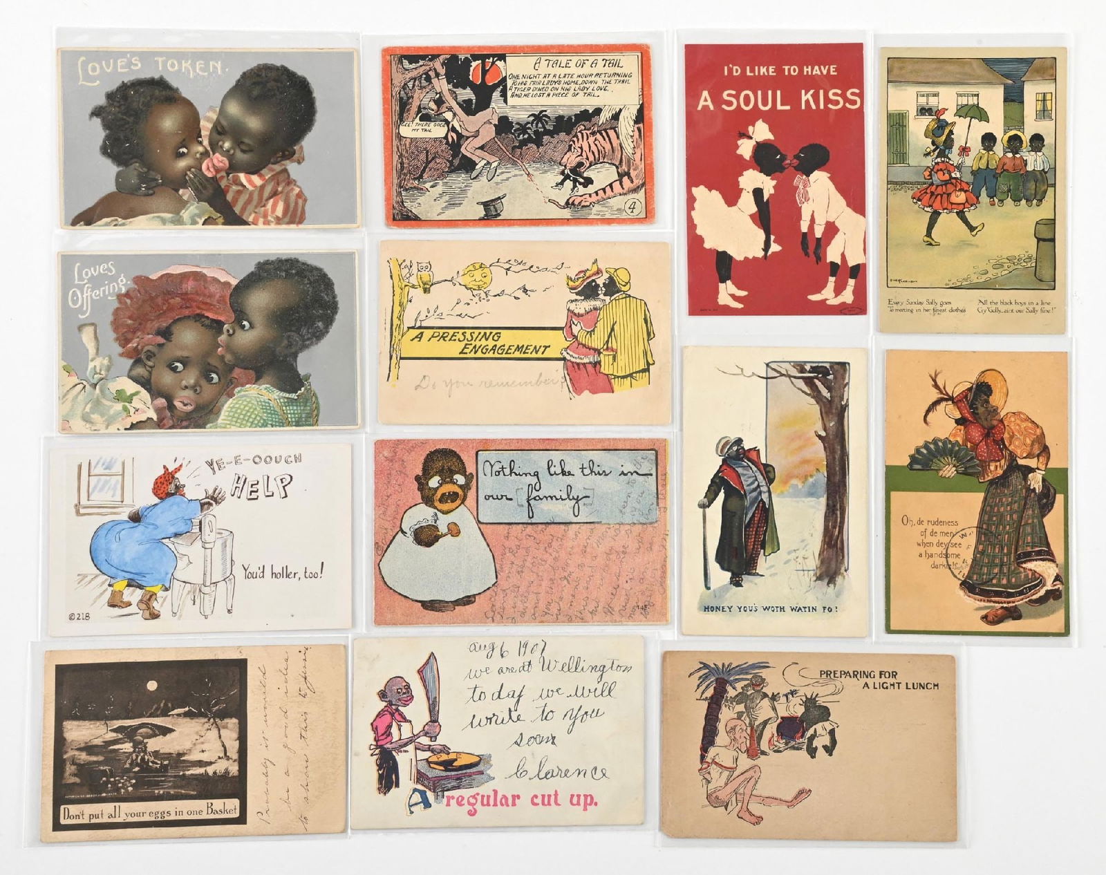 LOT OF: VARIOUS VINTAGE BLACK HUMOR POSTCARDS: LOT OF: VARIOUS VINTAGE BLACK HUMOR POSTCARDS Condition: (Excellent) Dimensions: Each: 5 - 1/2" x 3 - 1/2".