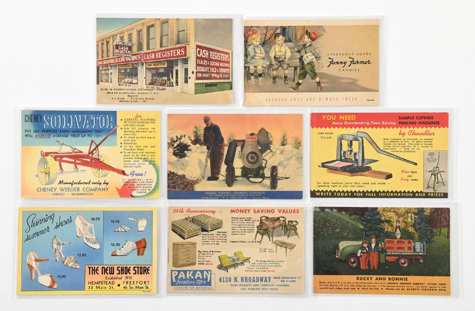 LOT OF 7: VINTAGE ADVERTISING POSTCARDS (1 of 2)