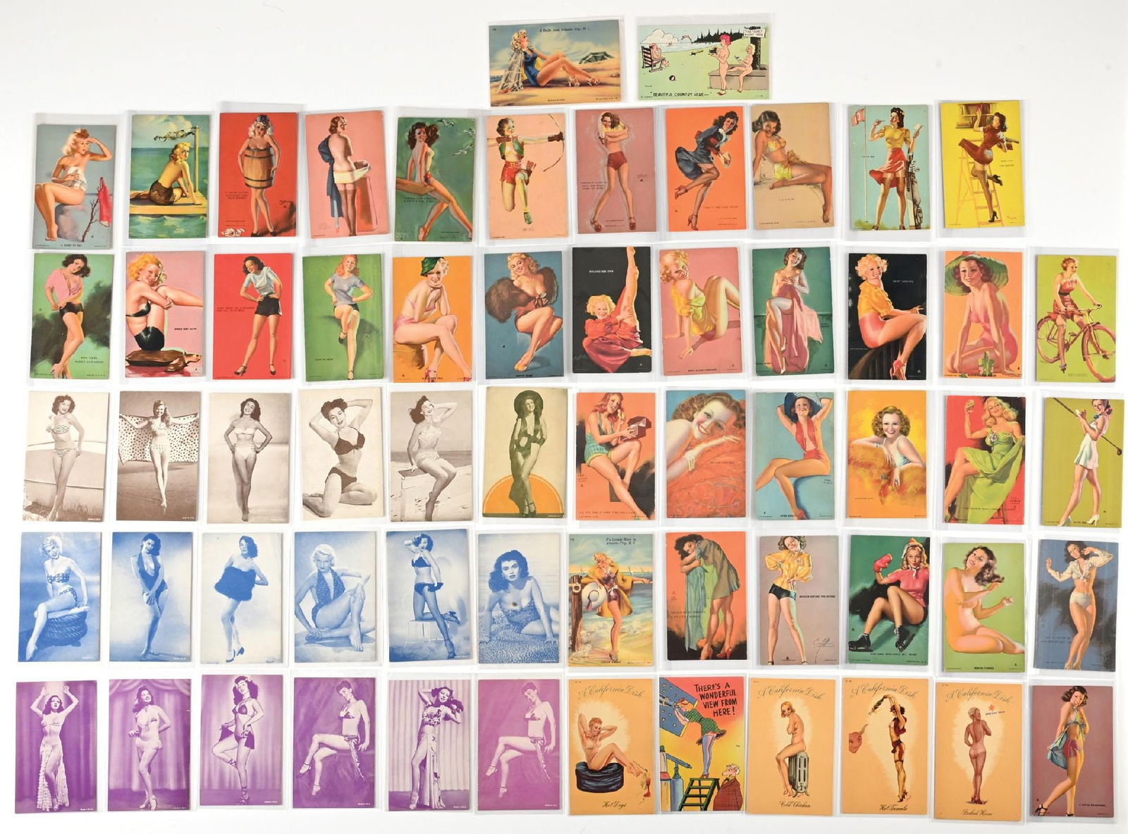 LARGE LOT OF: VARIOUS VINTAGE POST CARDS AND MUTOSCOPE ARCADE CARDS (1 of 2)