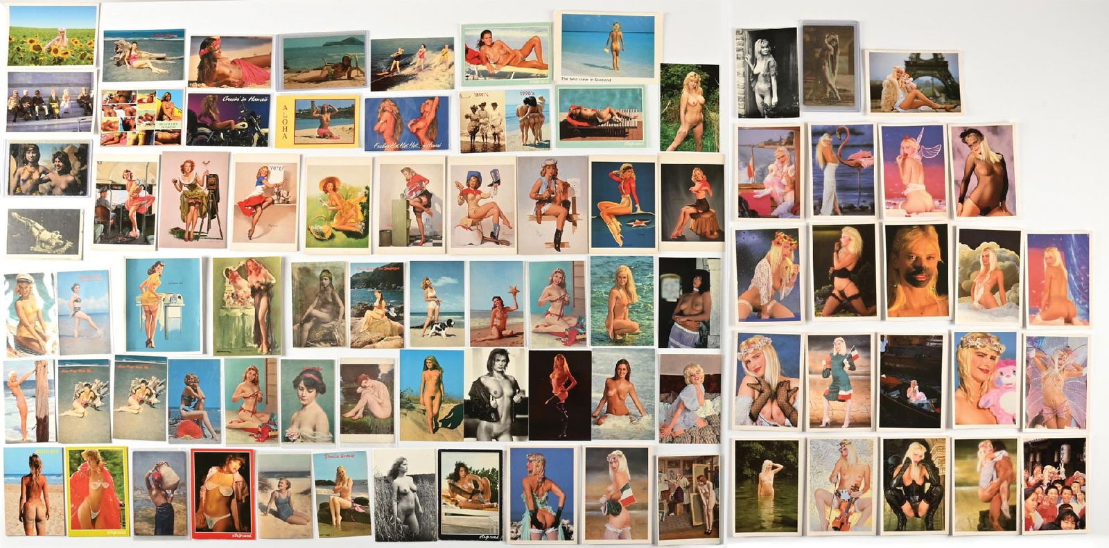 LARGE LOT OF: VARIOUS RISQUE GIRLS BLACK & WHITE, AND IN COLOR POSTCARDS (1 of 1)