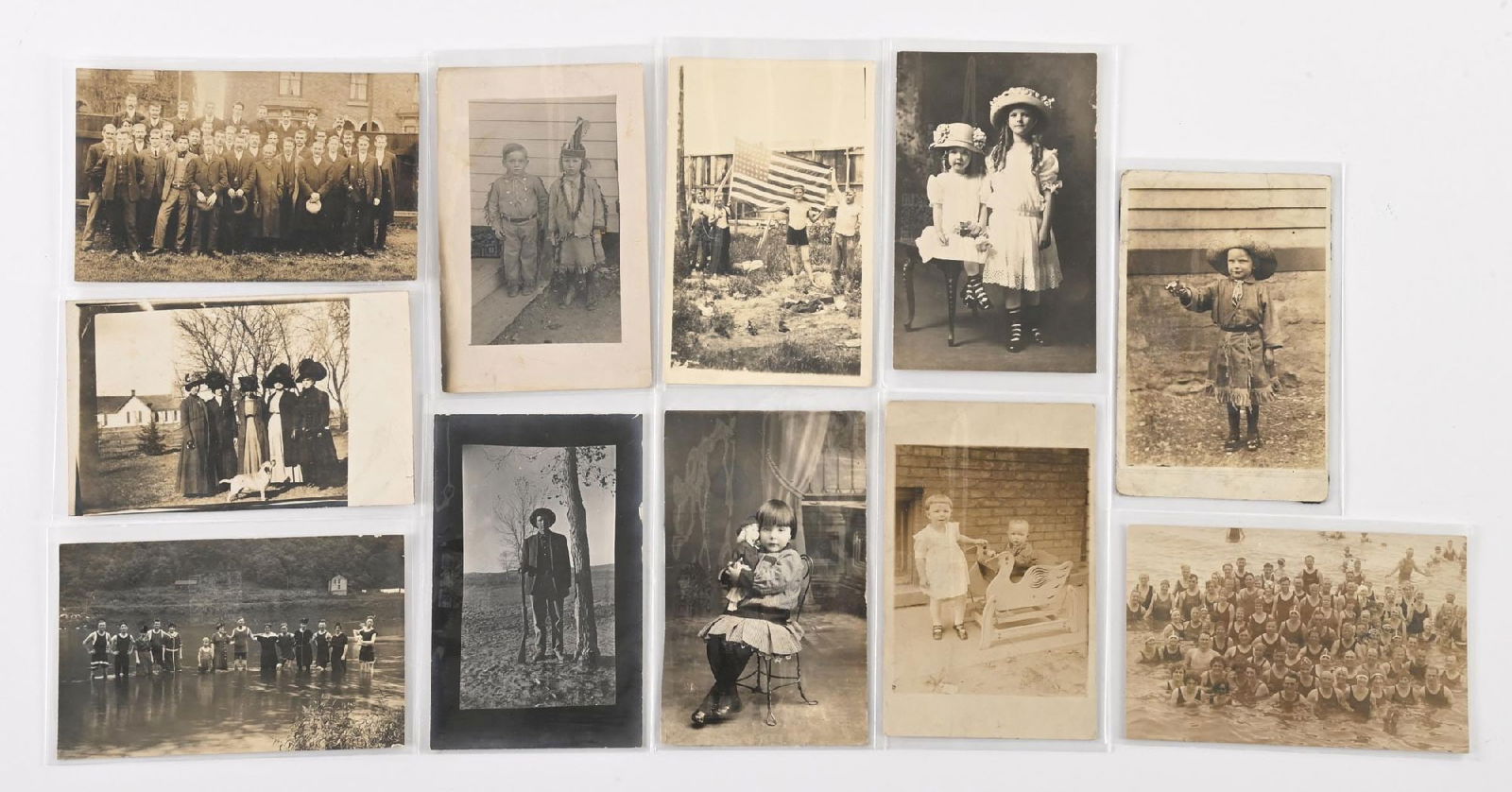 LOT OF 11: VINTAGE BLACK AND WHITE GROUP OF PEOPLE/ PORTRAITS POSTCARDS (1 of 2)