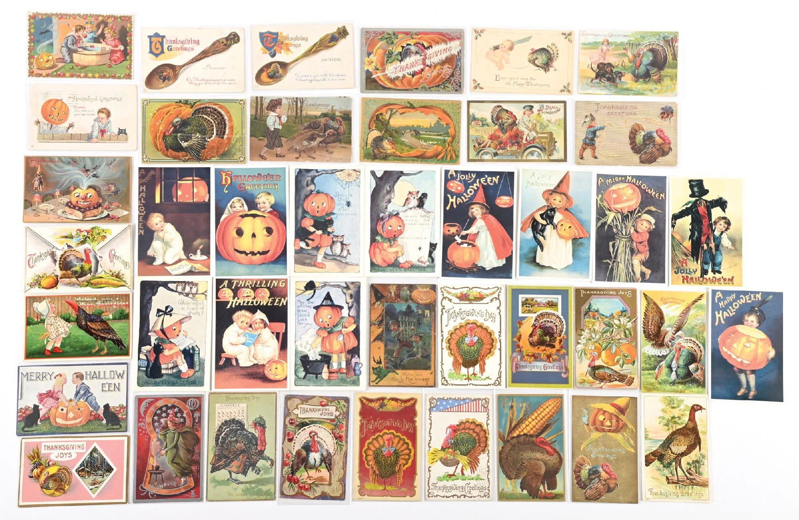 LARGE LOT OF: VARIOUS HALLOWEEN AND THANKSGIVING GREETING POSTCARDS (1 of 2)