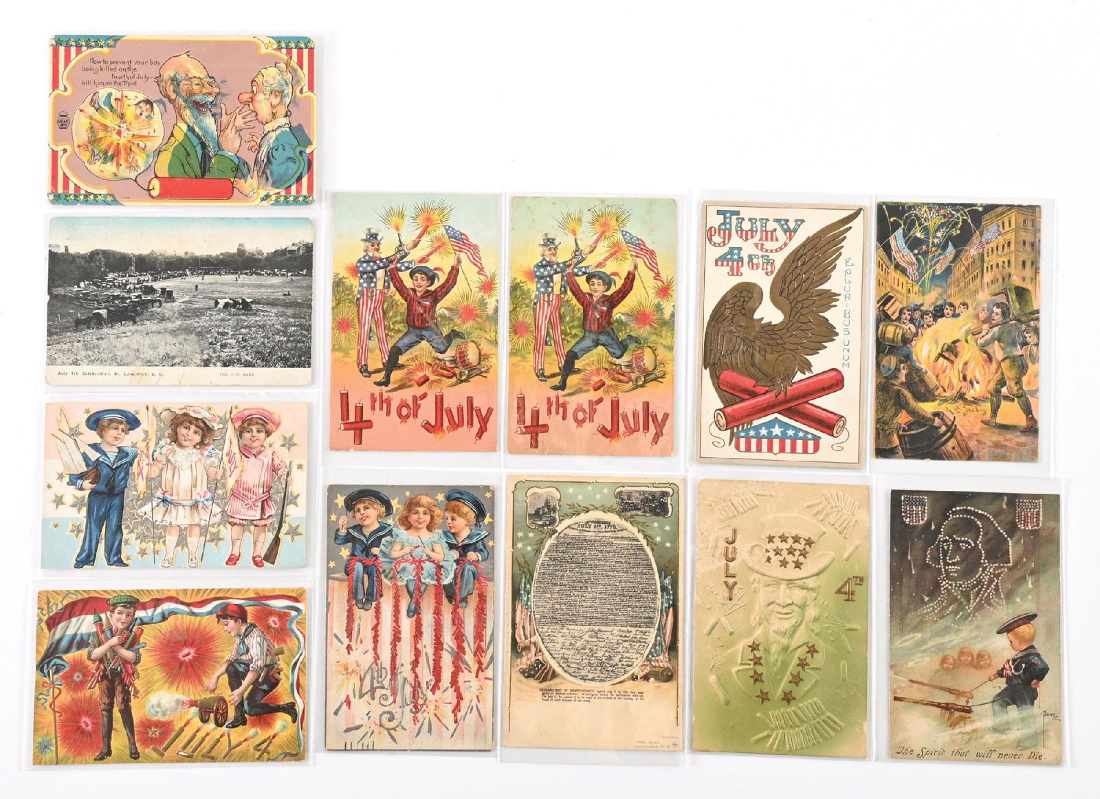 LOT OF 12: VINTAGE 4TH OF JULY POSTCARDS: LOT OF 12: VINTAGE 4TH OF JULY POSTCARDS Condition: (Excellent) Dimensions: Each: 5 - 1/2" x 3 - 1/2".