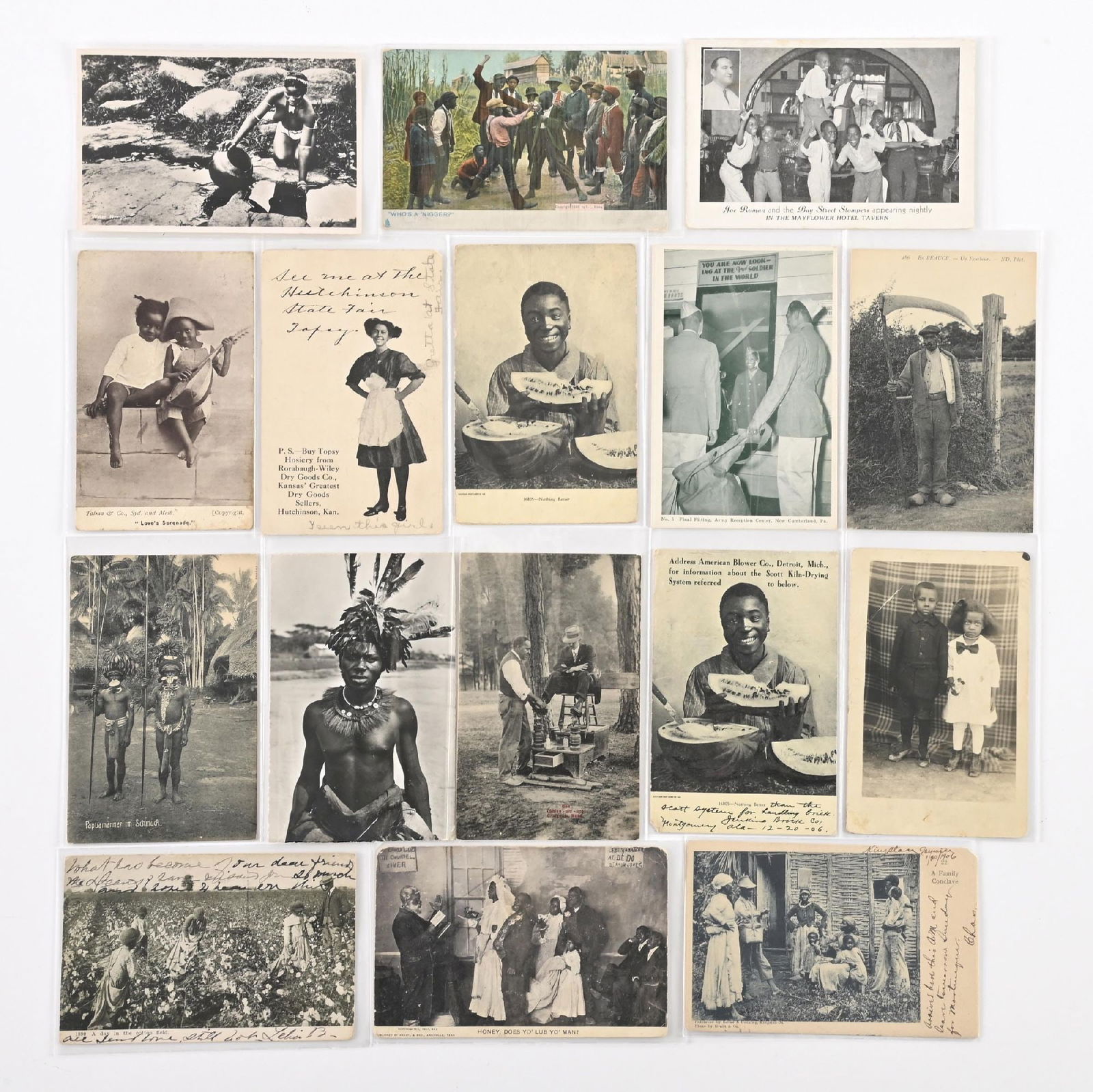 LOT OF 16: VARIOUS VINTAGE AFRICAN AMERICAN BLACK & WHITE PHOTO POSTCARDS (1 of 2)