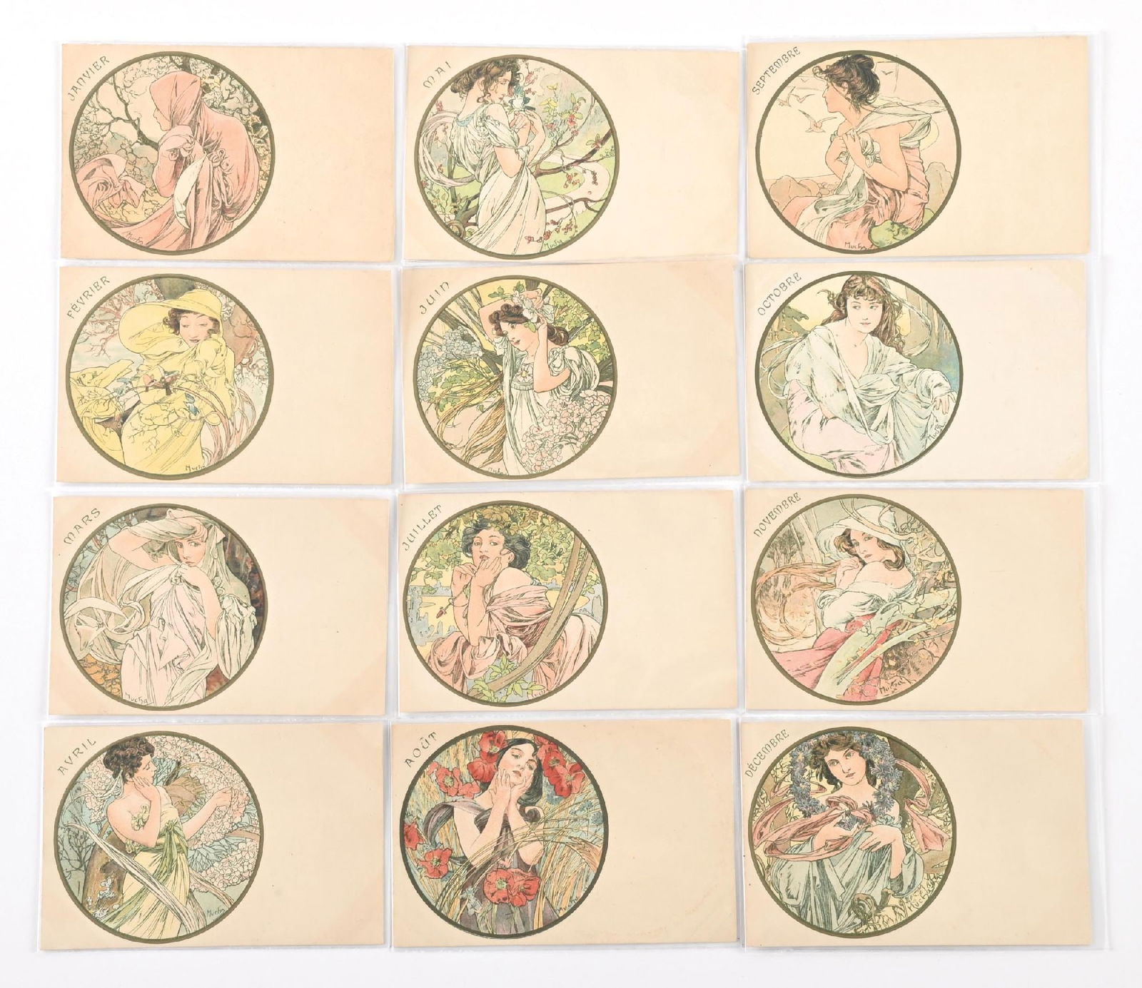 LOT OF 12: FRENCH MONTHLY JOURNAL POSTCARDS (1 of 2)