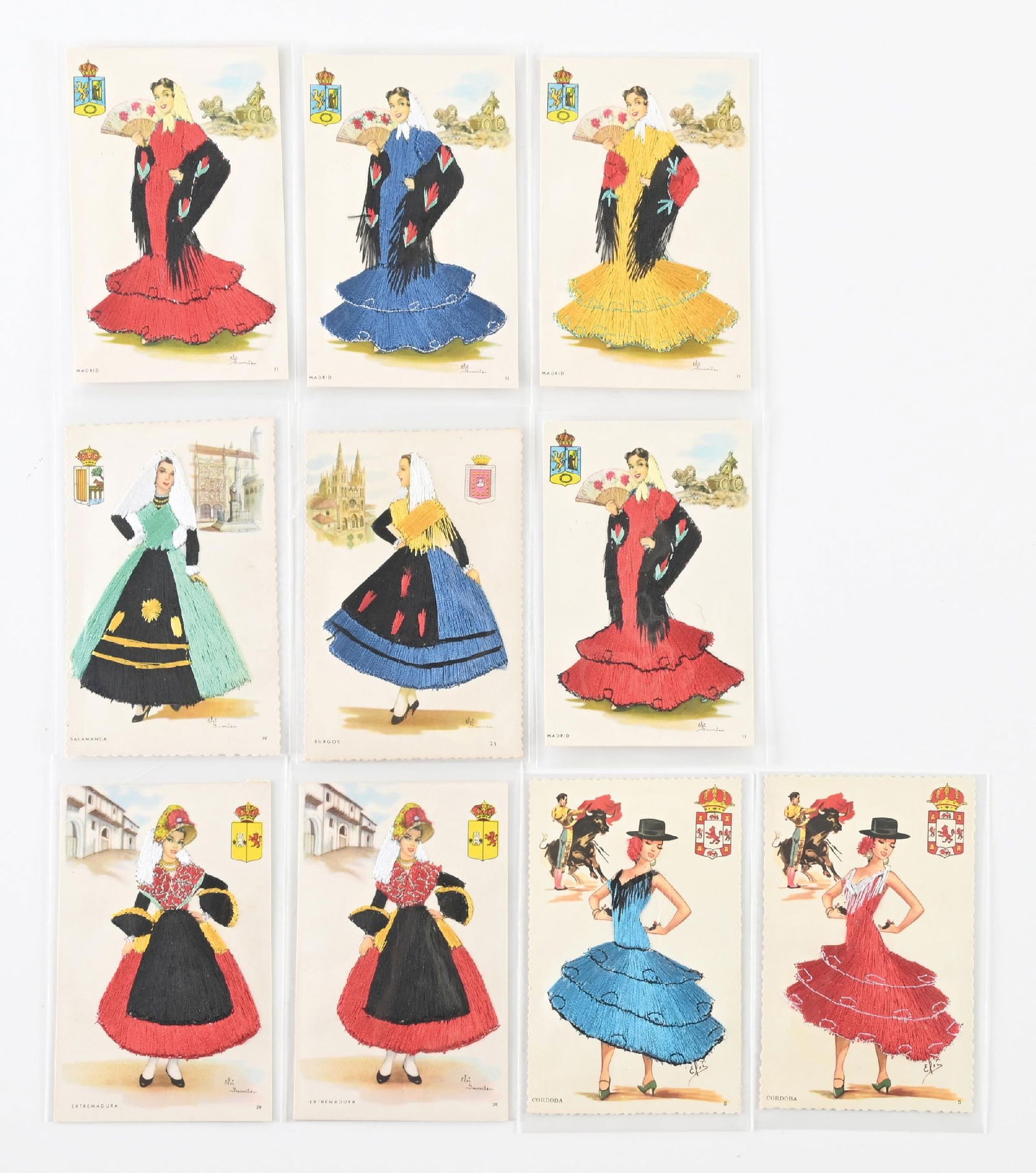 LOT OF 10: KNITTED INTERNATIONAL LADIES POSTCARD SETS (1 of 2)