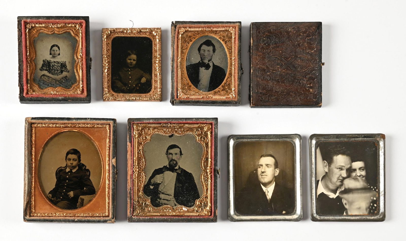 LOT OF 7: VINTAGE DAGUERREOTYPES: LOT OF 7: VINTAGE DAGUERREOTYPES Condition: (Excellent) Dimensions: Largest: 3 - 5/8" x 3 - 1/8".