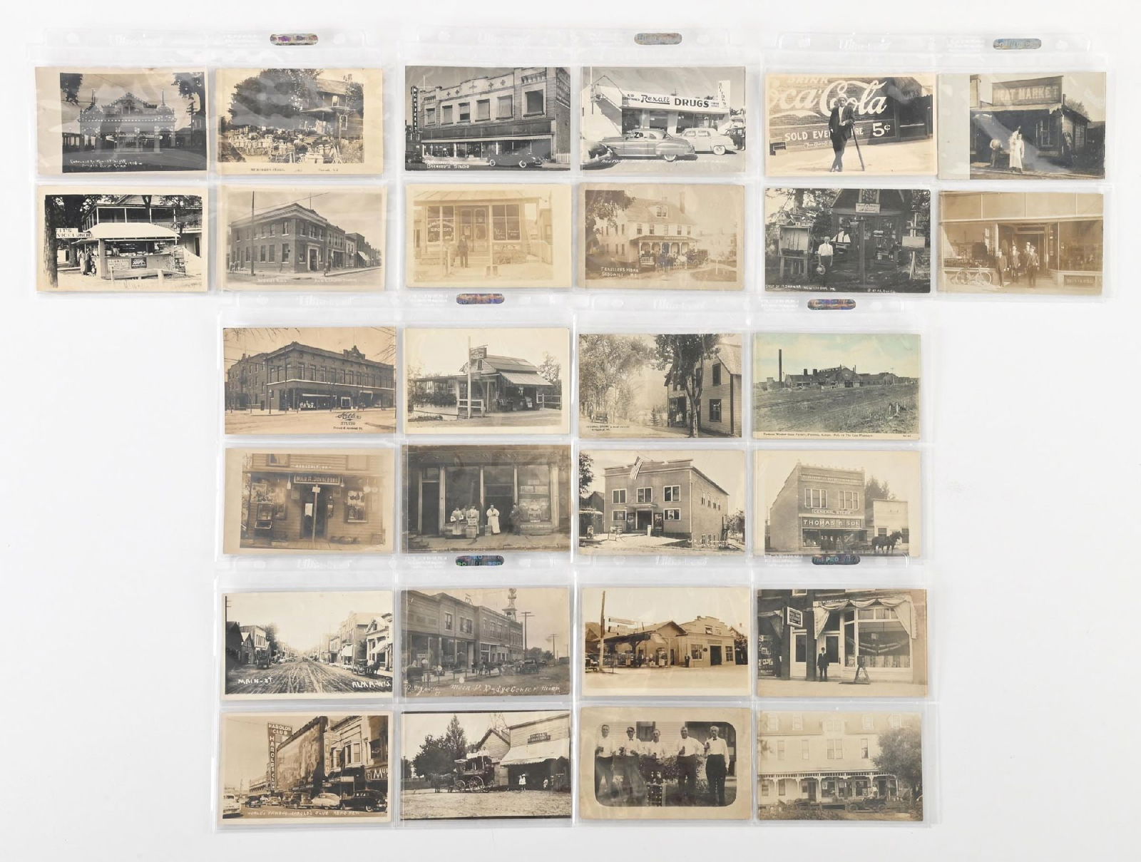 LARGE LOT OF: VARIOUS VINTAGE STORE FRONTS POSTCARDS (1 of 2)