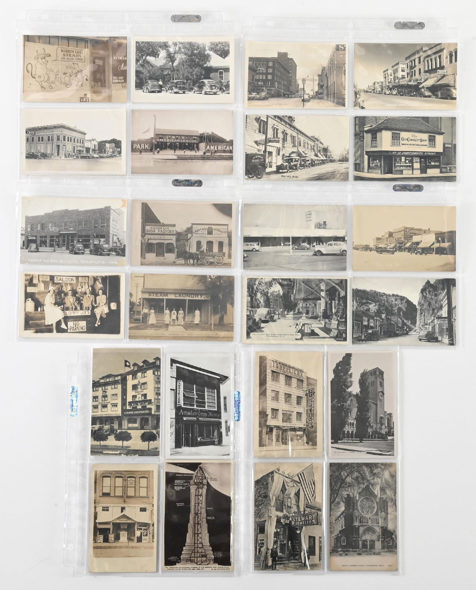 LARGE LOT OF: VARIOUS VINTAGE STORE FRONTS BLACK & WHITE POSTCARDS: LARGE LOT OF: VARIOUS VINTAGE STORE FRONTS BLACK & WHITE POSTCARDS Condition: (Excellent) Dimensions: Each: 5 - 3/8" x 3 - 1/2".