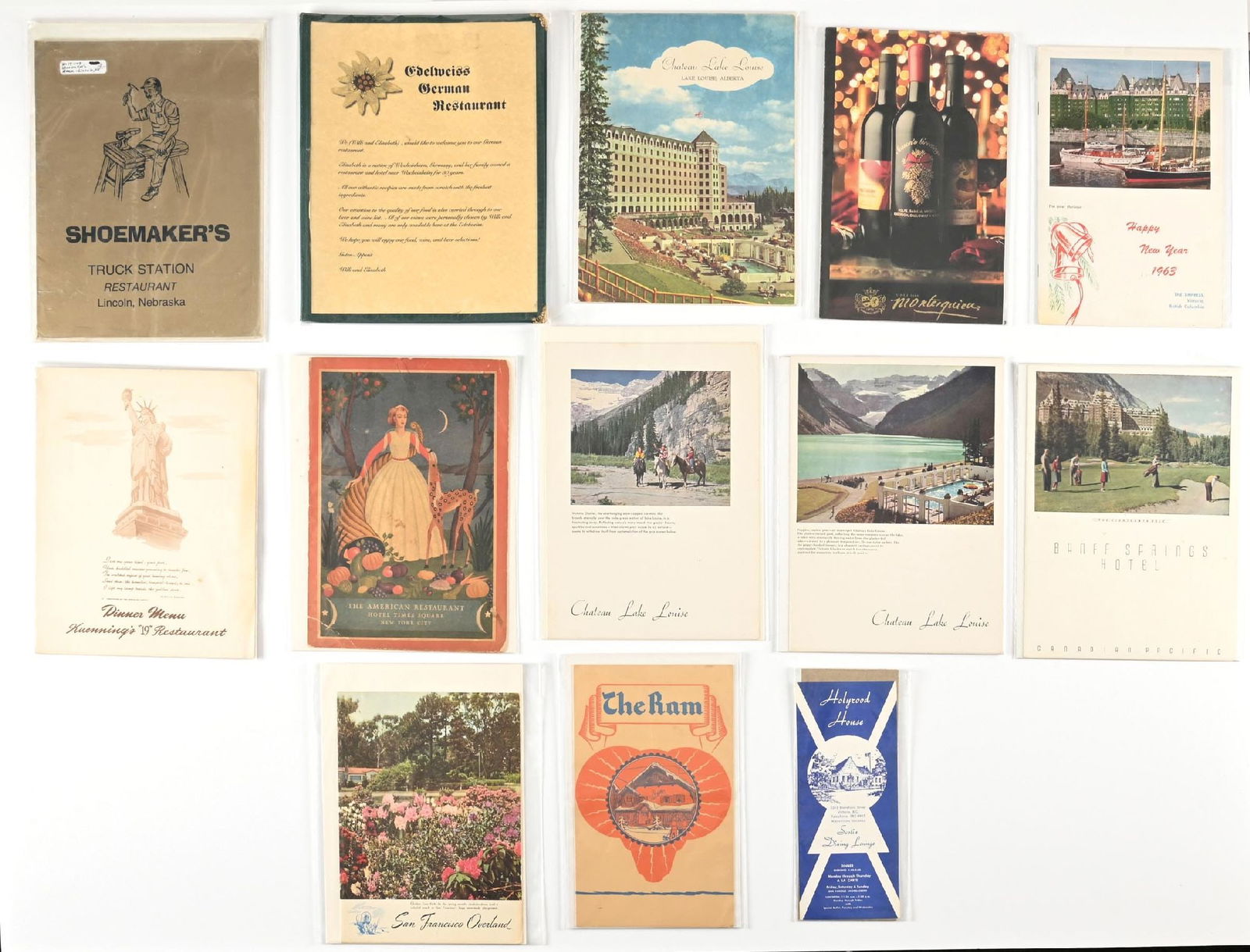 LARGE LOT OF: VARIOUS VINTAGE RESTAURANT MENUS (1 of 1)