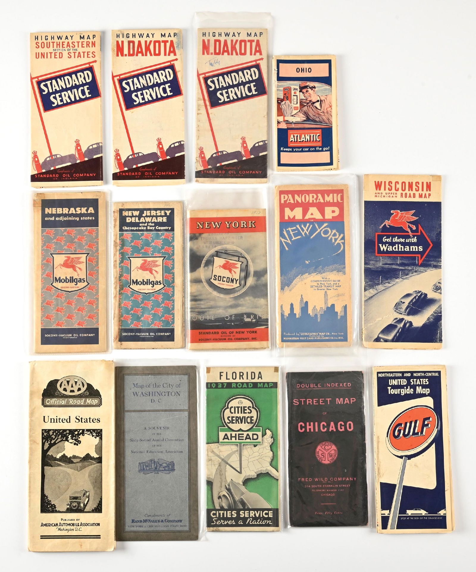 LARGE LOT OF: VARIOUS 1930'S - 1940'S ROAD MAPS (1 of 2)