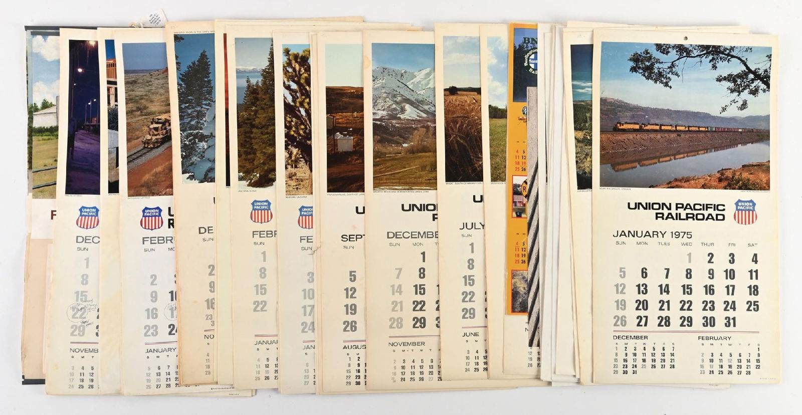 LARGE LOT OF: VINTAGE RAILROAD CALENDARS (1 of 2)