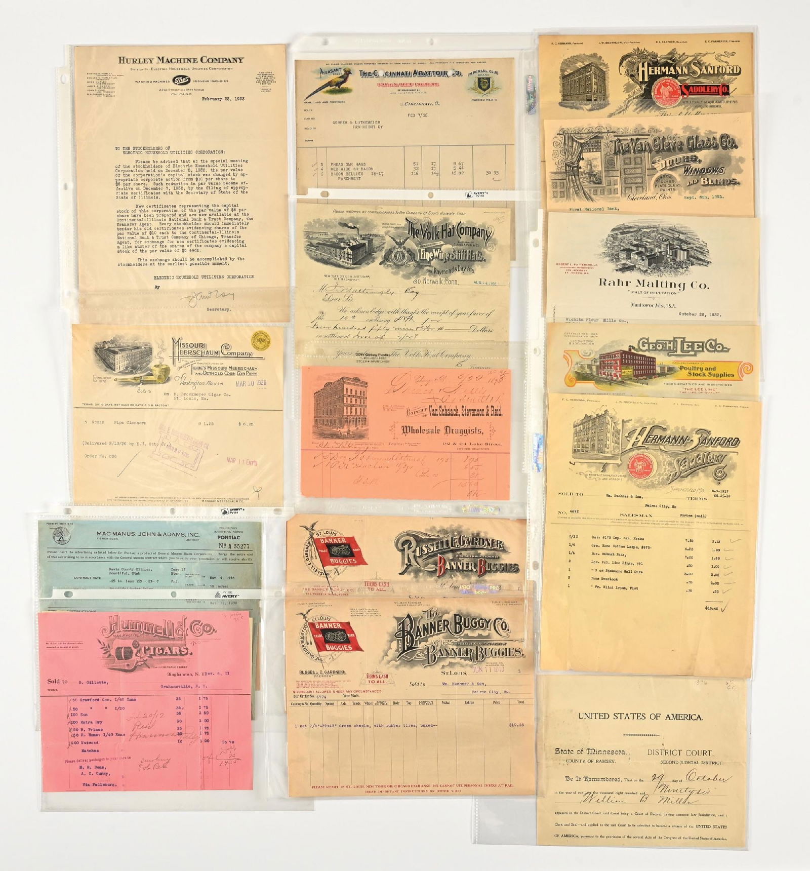 LOT OF: VINTAGE VARIOUS MANUFACTURING COMPANIES LETTER HEADS (1 of 2)