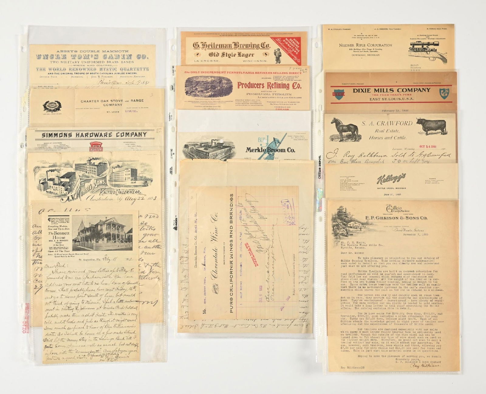 LOT OF: VINTAGE VARIOUS MANUFACTURING & DISTRIBUTING COMPANIES LETTER HEADS (1 of 2)