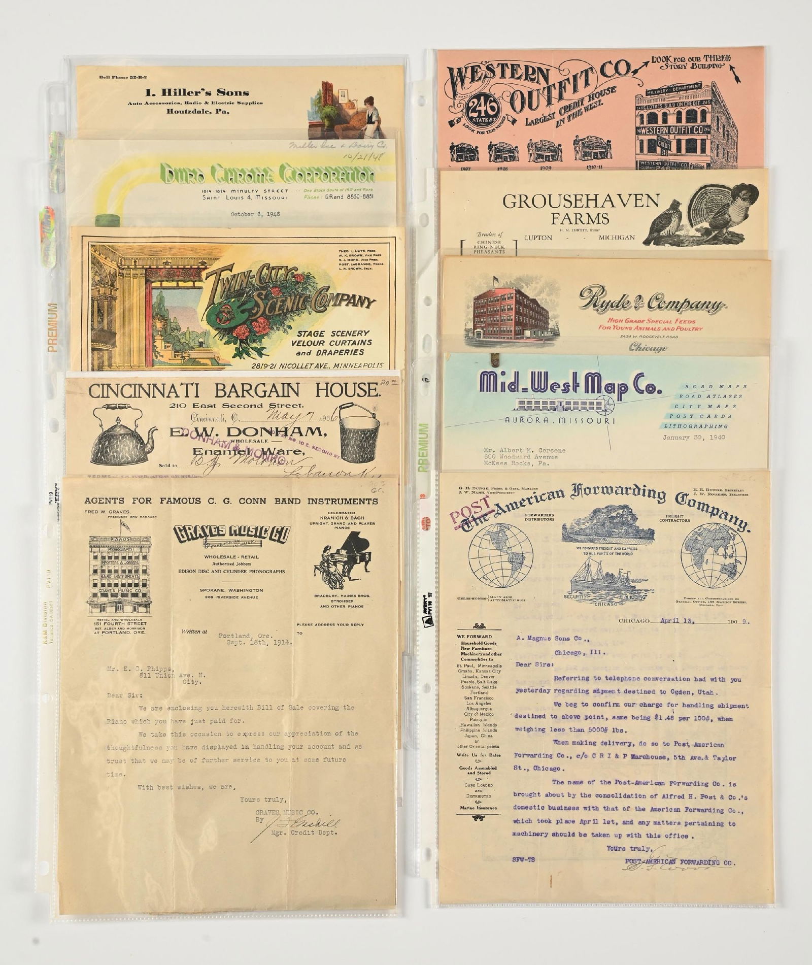 LOT OF: VINTAGE VARIOUS MANUFACTURING COMPANIES LETTER HEADS (1 of 2)