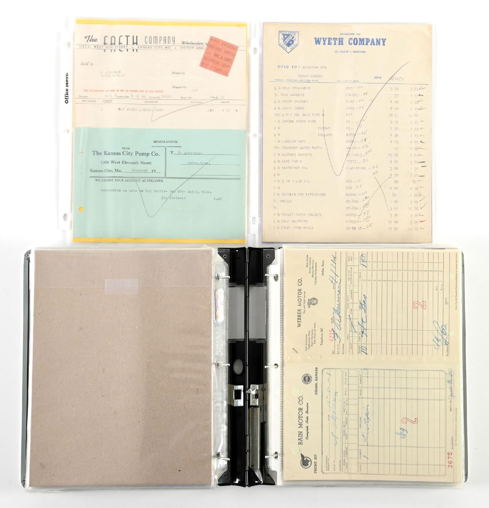 BINDER WITH: VARIOUS VINTAGE BILL, LETTER HEADS AND EPHEMERA (1 of 6)