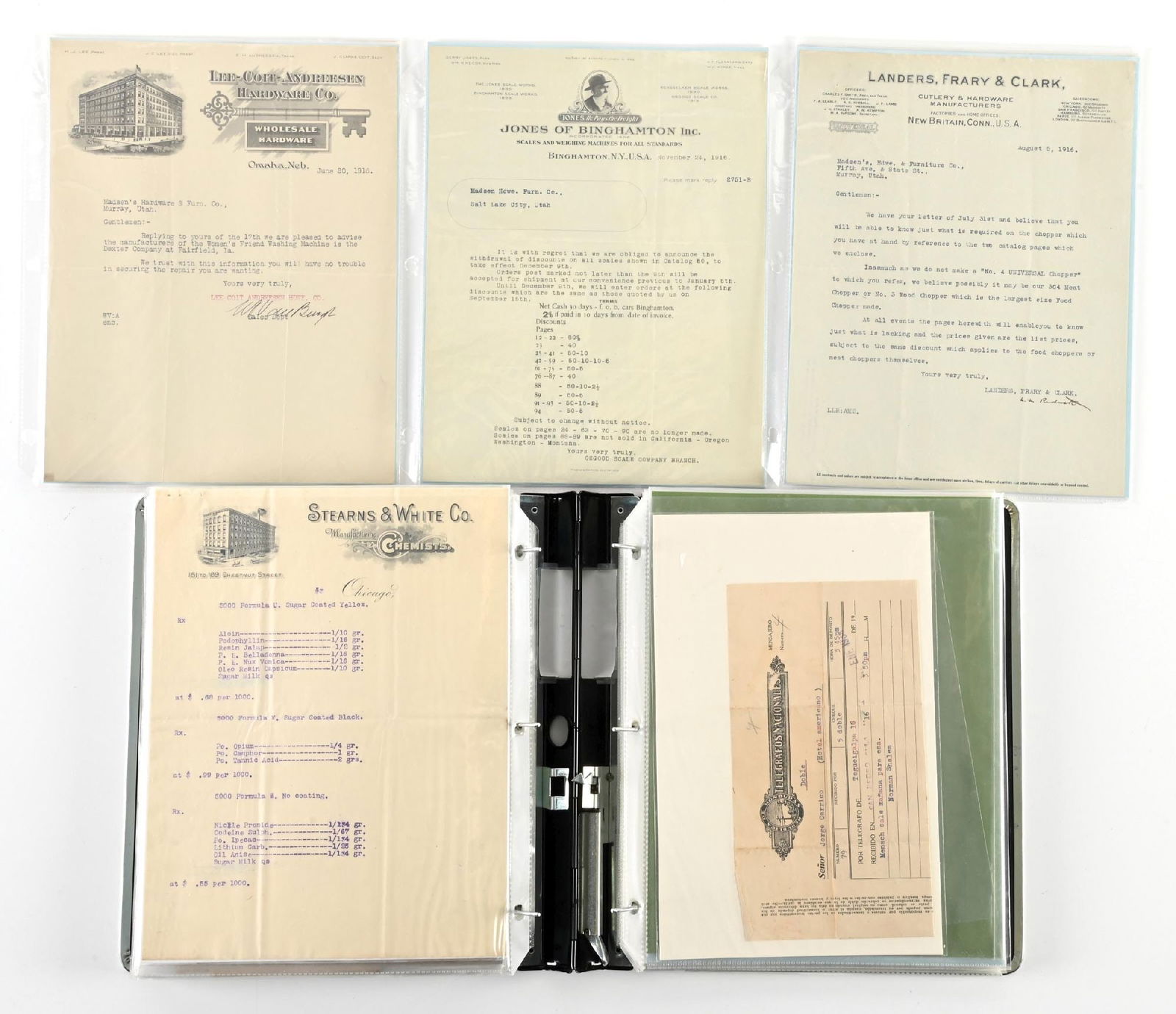 BINDER WITH: VARIOUS VINTAGE BILL, LETTER HEADS AND EPHEMERA (1 of 6)