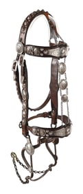 EDWARD H. BOHLIN SILVER MOUNTED NATIVE AMERICAN MOTIF BRIDLE & BIT