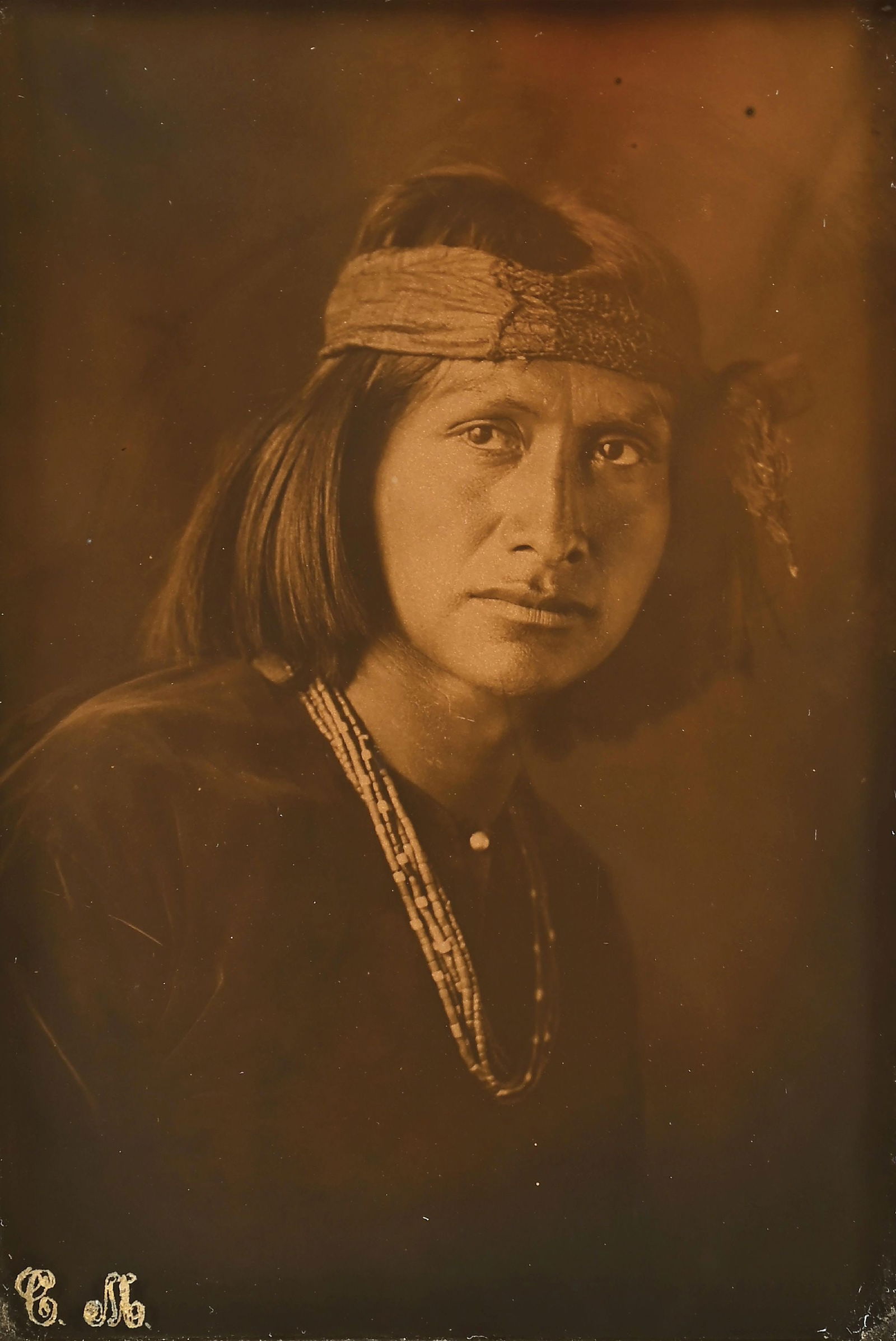 CARL MOON (AMERICAN, 1878-1948): The Wolf gold tone photograph initialed "CM" lower-left corner image: 4" x 6" framed: 17-1/2" x 15-1/2" Dimensions: Frame: 17 1/2" x 1" x 14 1/2".