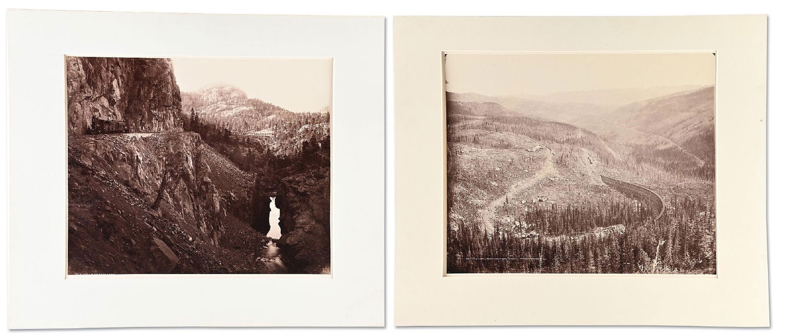 WILLIAM HENRY JACKSON (AMERICAN, 1843-1942): Canon of the Rio Las Animas photograph print titled lower-left corner, also noted below "Printed and Published by Chicago Albumen Works, 1979" and lower-right "From the original negative Colorado Nati
