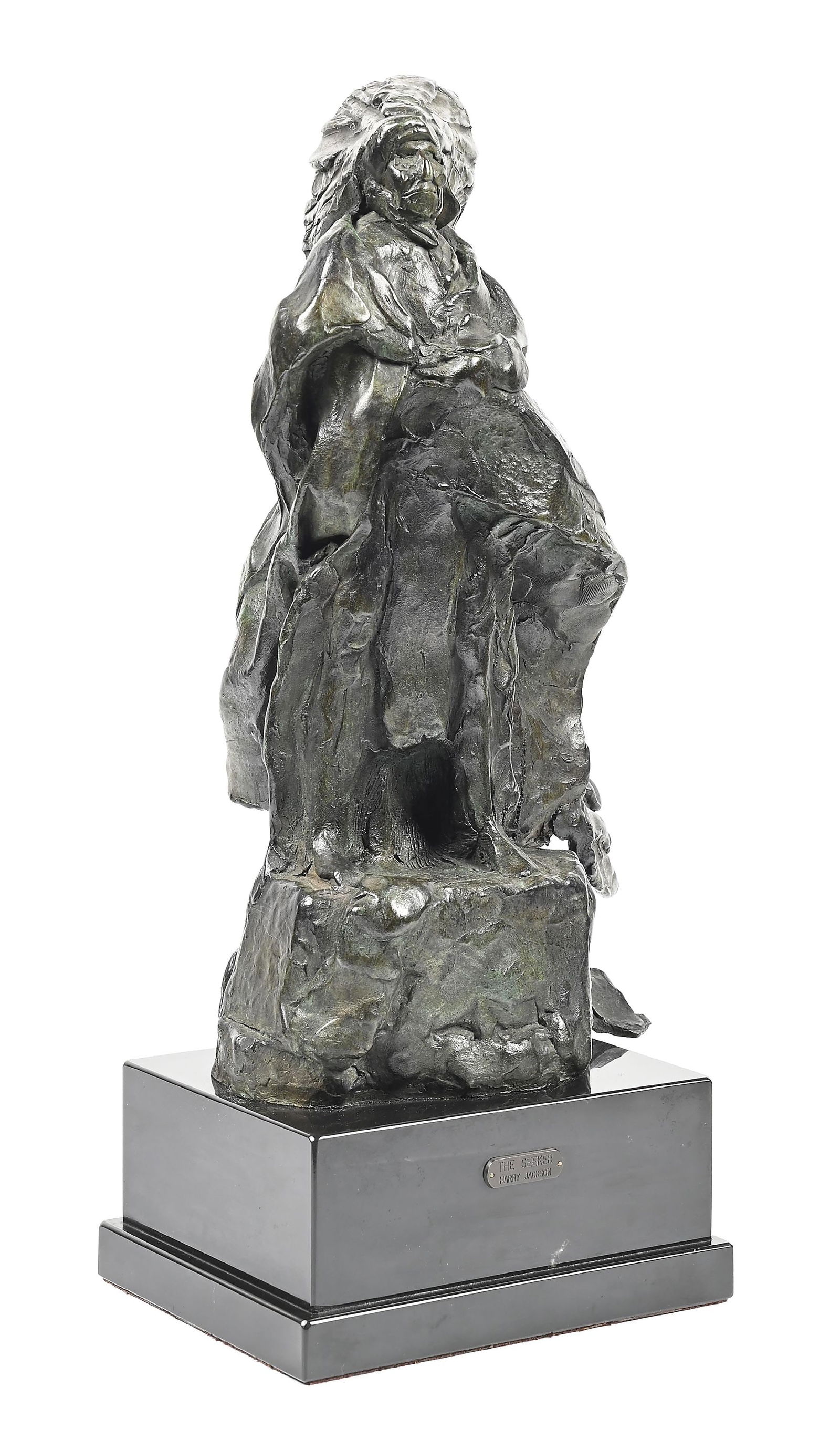 HARRY JACKSON (AMERICAN, 1924-2011): The Seeker bronze 11 1/2" x 6 1/2" x 5" signed "Harry Jackson 1978 / S77" on 2 1/2" marble base Dimensions: 11 1/2" x 6 1/2" x 5".