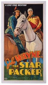 LONE STAR WESTERN JOHN WAYNE IN "THE STAR PACKER" THREE-SHEET MOVIE POSTER