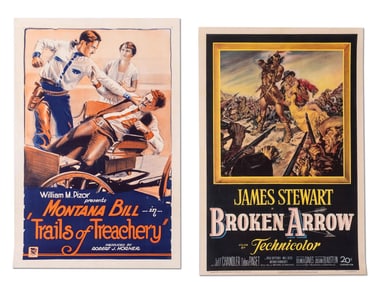 LOT OF 2: "TRAILS OF TREACHERY" & "BROKEN ARROW" LINEN-BACKED ONE-SHEET MOVIE POSTERS