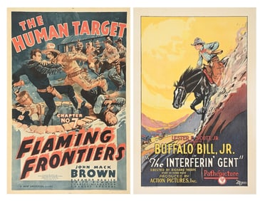 LOT OF 2: "FLAMING FRONTIERS" & "THE INTERFERIN' GENT" LINEN-BACKED ONE-SHEET MOVIE POSTERS