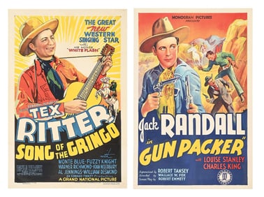 LOT OF 2: "SONG OF THE GRINGO" & "GUN PACKER" LINEN-BACKED ONE-SHEET MOVIE POSTERS