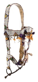 SIOUX (LAKOTA) BEADED HORSE HEADSTALL WITH BIT